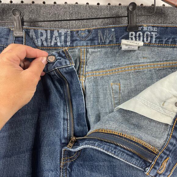 Ariat M4 Low Rise Boot Cut Roadhouse Jeans Men's 42X30 Blue Relaxed Fit Western - Picture 4 of 11